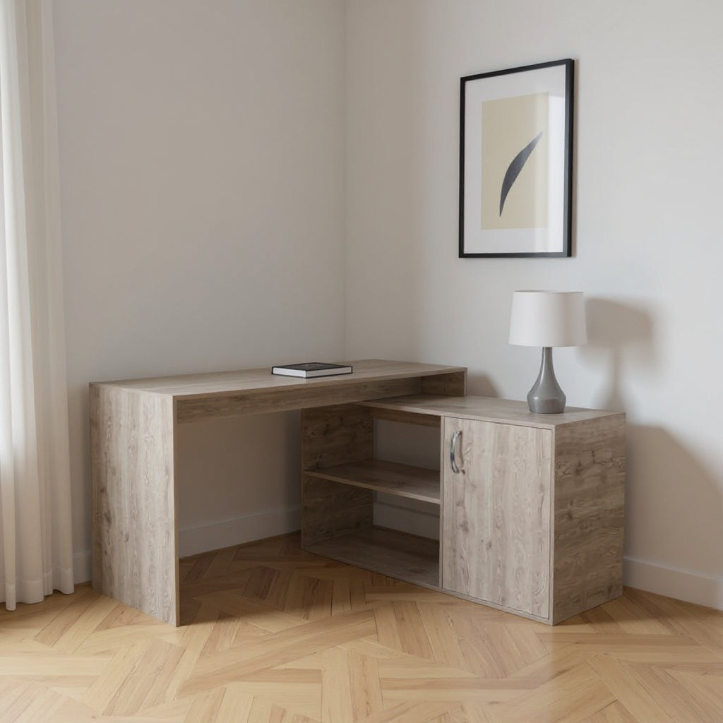 60" Light Gray L Shape Computer Desk
