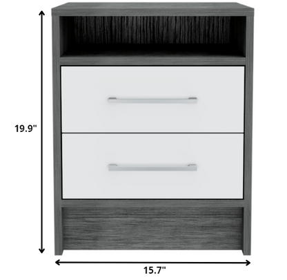 20" Wood Two Drawer Nightstand