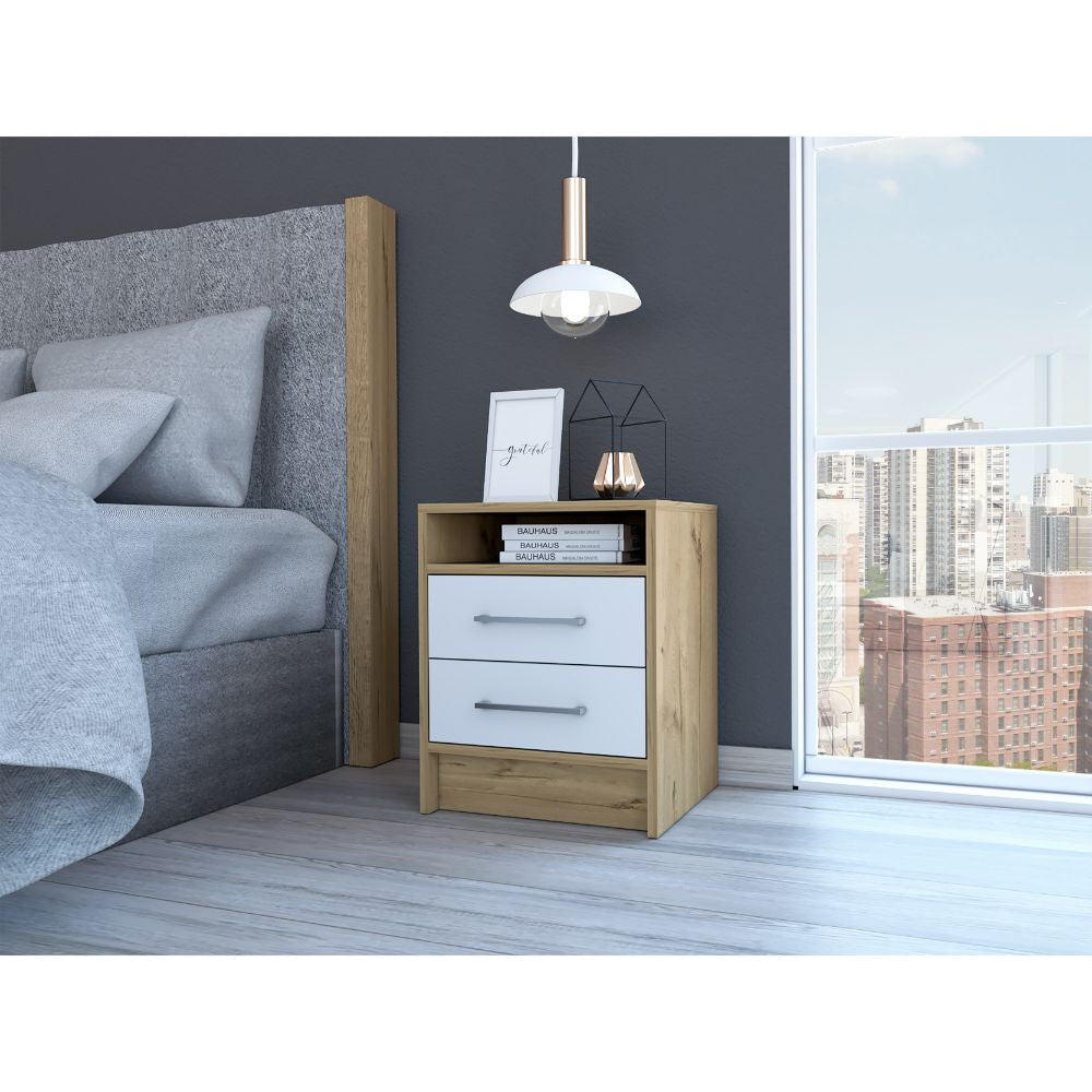20" Wood Two Drawer Nightstand
