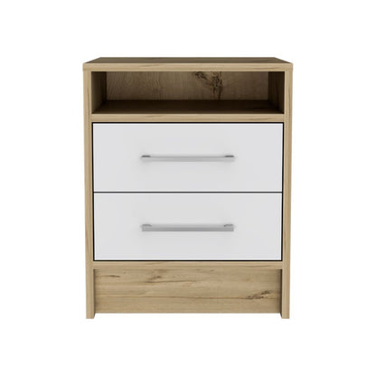 20" Wood Two Drawer Nightstand