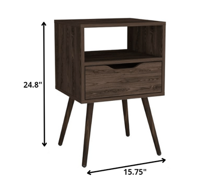 25" Wood One Drawer Nightstand