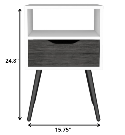 25" Wood One Drawer Nightstand