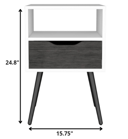 25" Wood One Drawer Nightstand