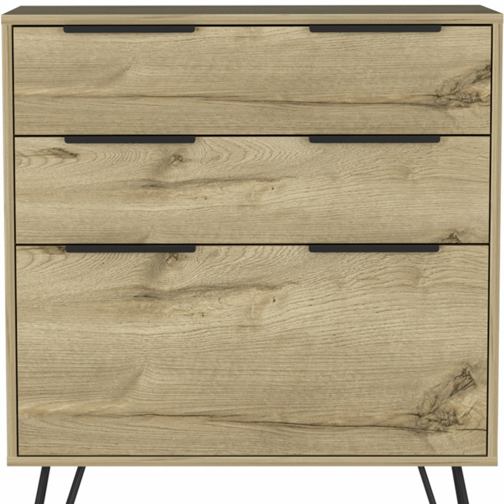 30" Brown and Black Three Drawer Dresser