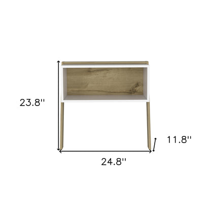 24" White and Oak Faux Wood Nightstand