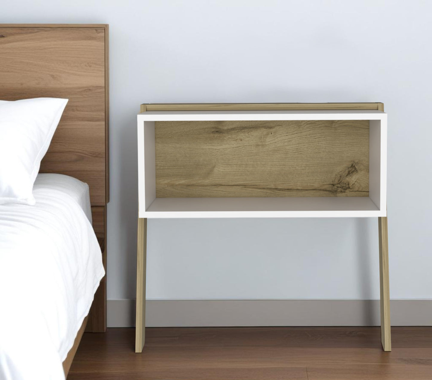 24" White and Oak Faux Wood Nightstand