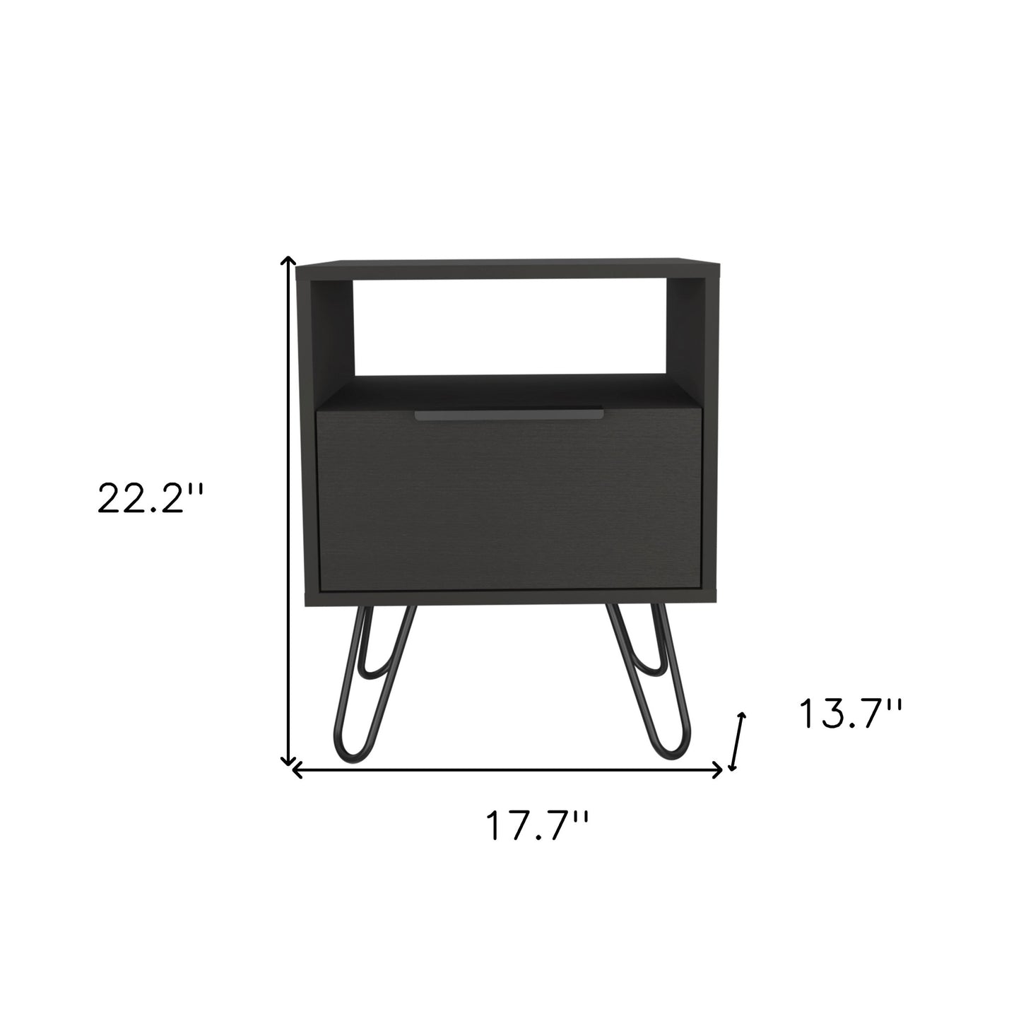 22" Black Wood Nightstand