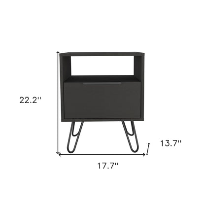 22" Black Wood Nightstand