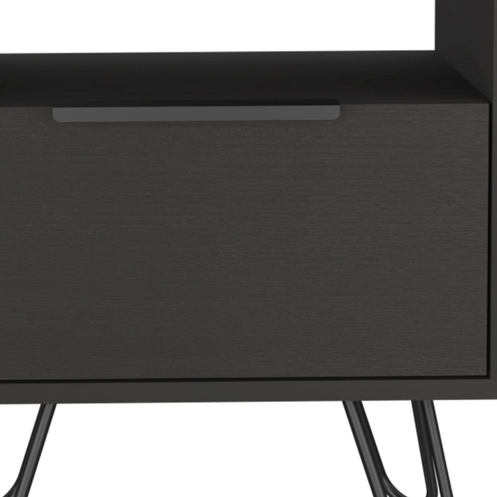 22" Black Wood Nightstand