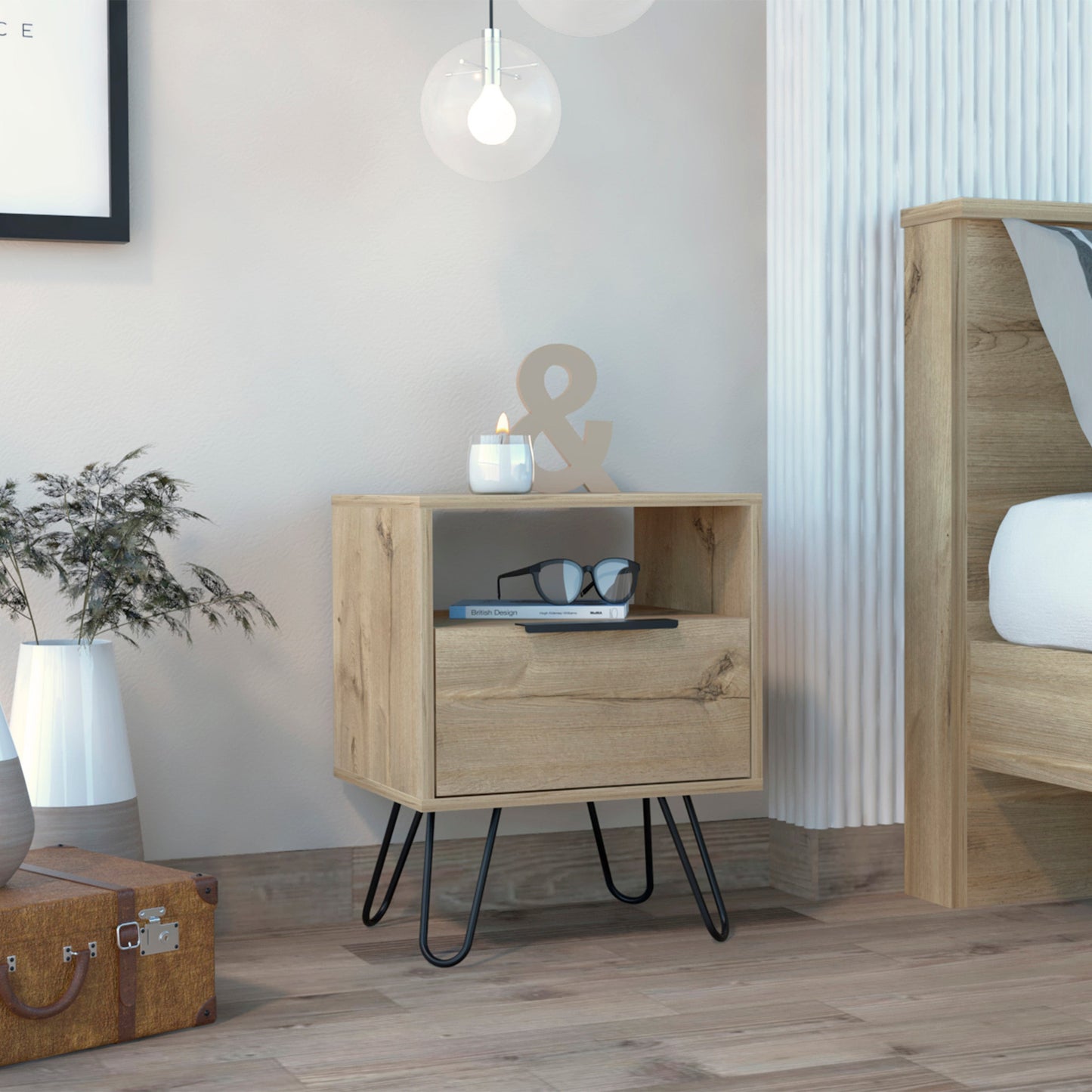 22" Oak Wood Nightstand