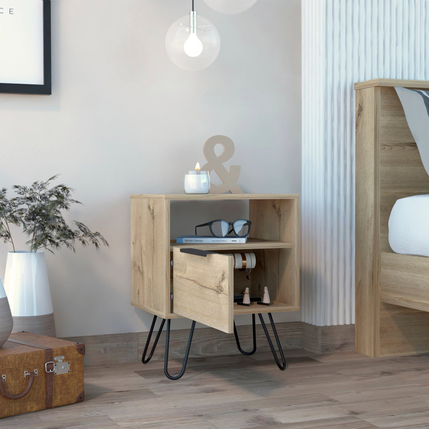 22" Oak Wood Nightstand