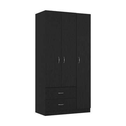 71" Black Manufactured Wood Two Drawer Combo Dresser
