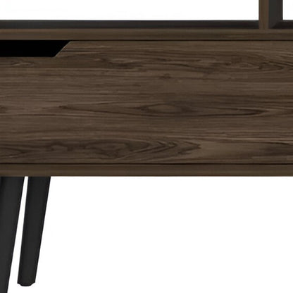 54" Dark Brown Wood Enclosed and Open Storage TV Stand