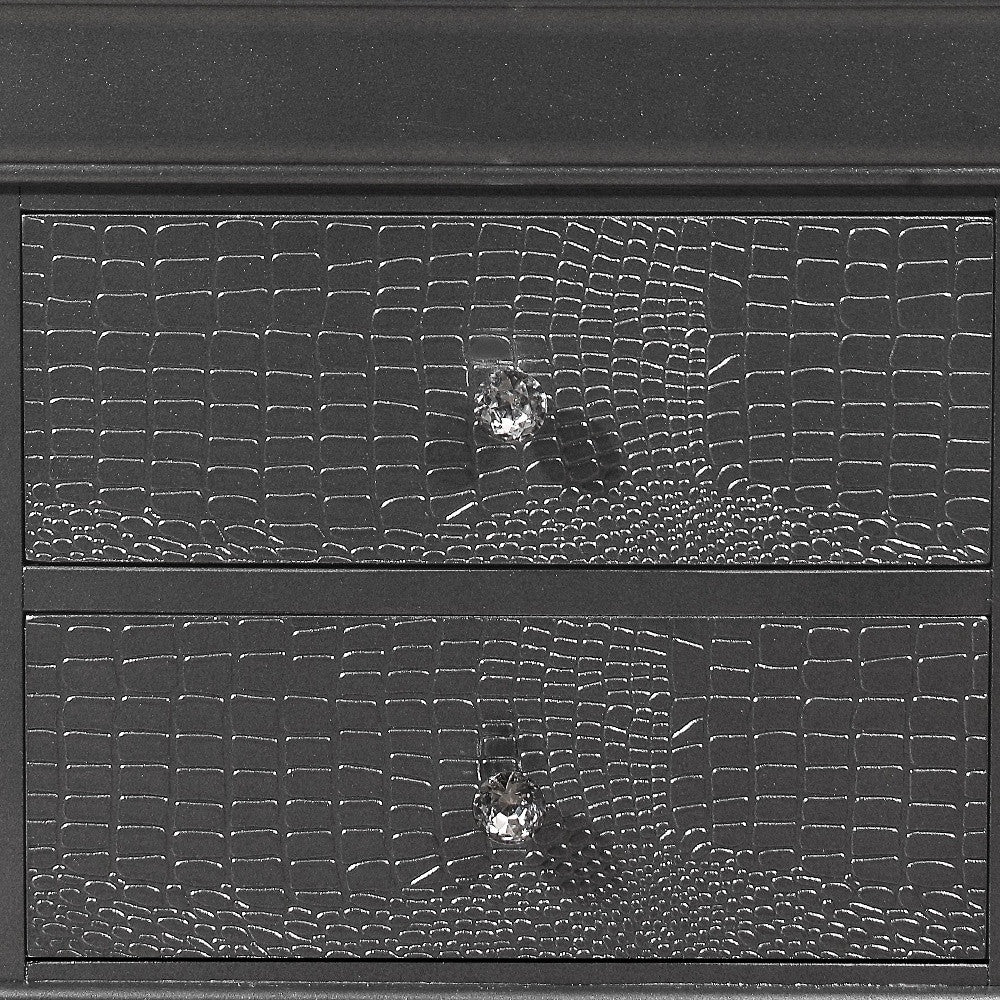 24" Gray Wood Shagreen Two Drawer Nightstand