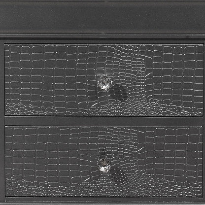 24" Gray Wood Shagreen Two Drawer Nightstand