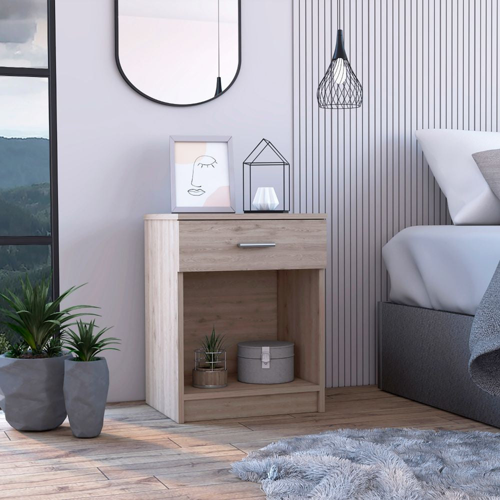 22" Light Gray Wood One Drawer Nightstand