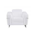 Three Piece White Italian Leather Six Person Seating Set