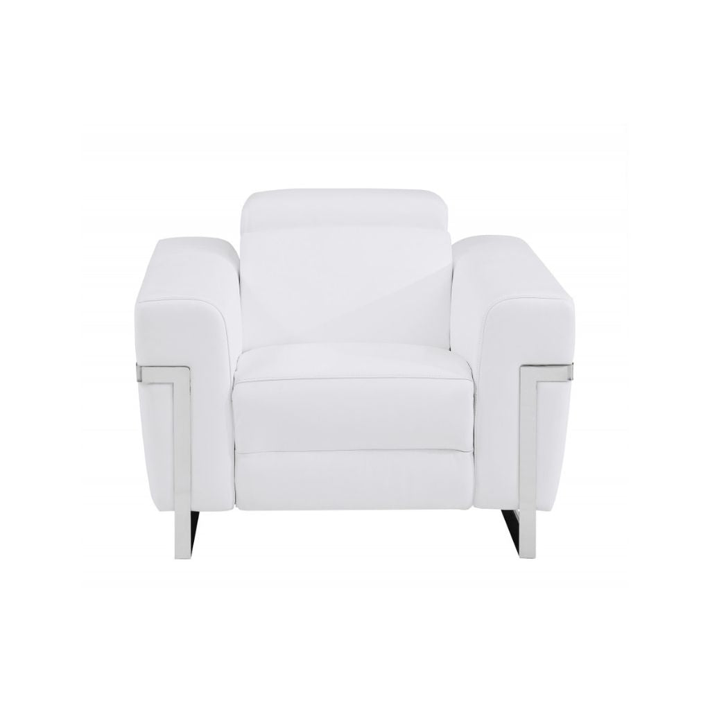 Three Piece White Italian Leather Six Person Seating Set