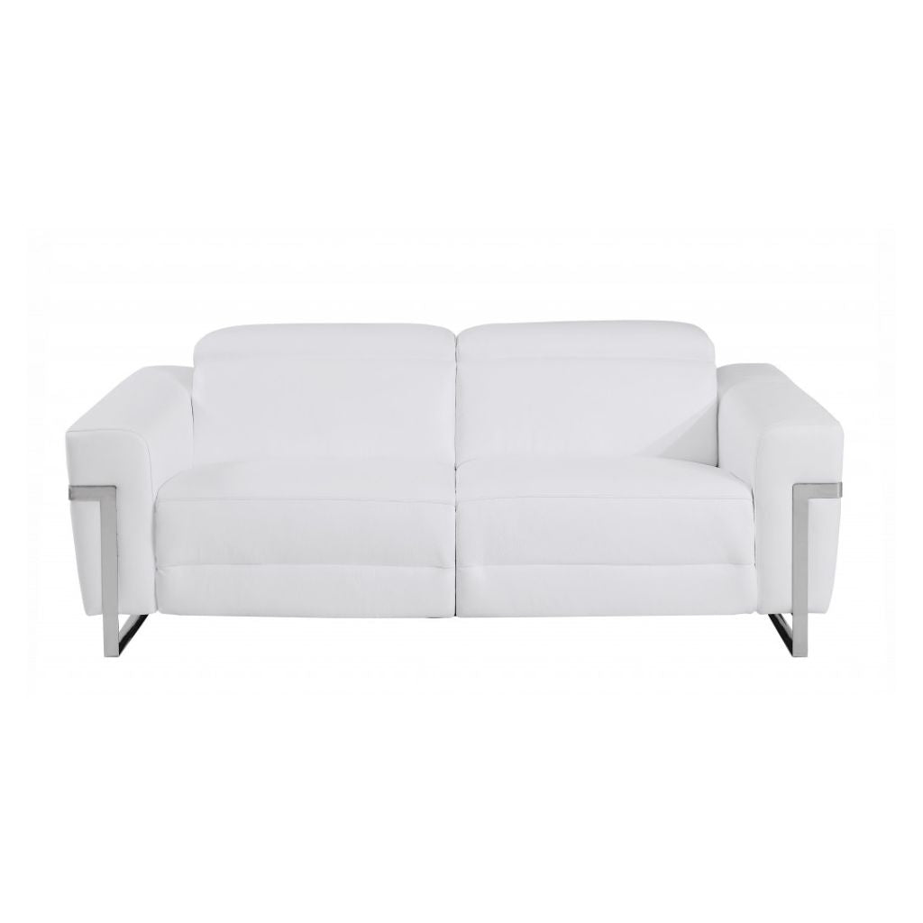 Three Piece White Italian Leather Six Person Seating Set