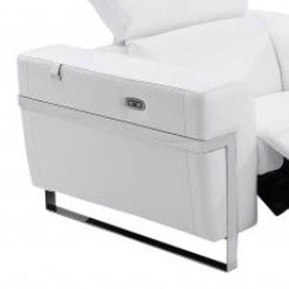 Three Piece White Italian Leather Six Person Seating Set
