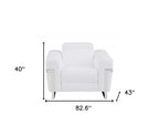 Three Piece White Italian Leather Six Person Seating Set