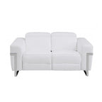 Two Piece White Italian Leather Five Person Seating Set
