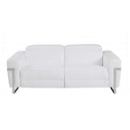 Two Piece White Italian Leather Five Person Seating Set
