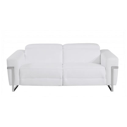 Two Piece White Italian Leather Five Person Seating Set