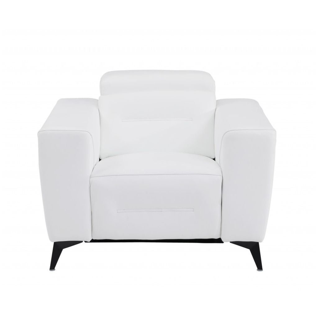 Three Piece White Italian Leather Six Person Seating Set