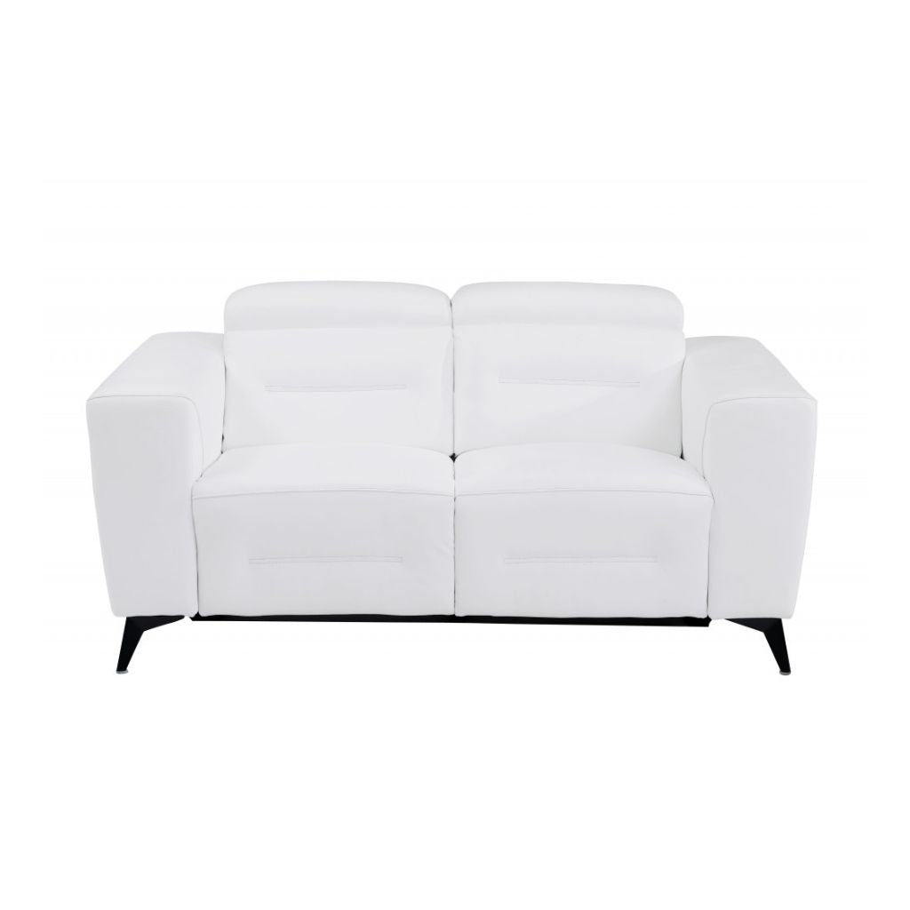 Three Piece White Italian Leather Six Person Seating Set