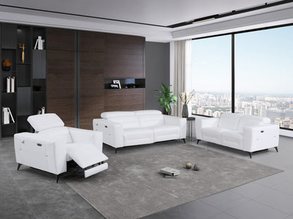 Three Piece White Italian Leather Six Person Seating Set