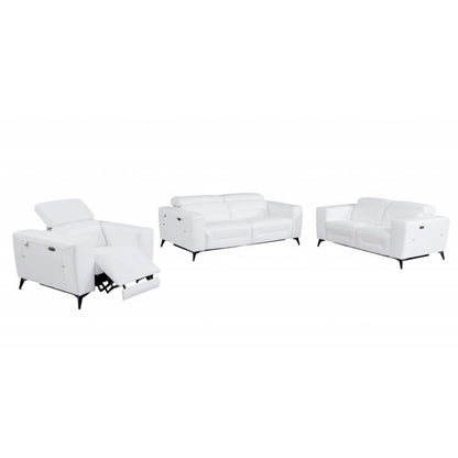 Three Piece White Italian Leather Six Person Seating Set