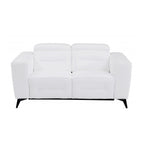 Two Piece White Italian Leather Five Person Seating Set