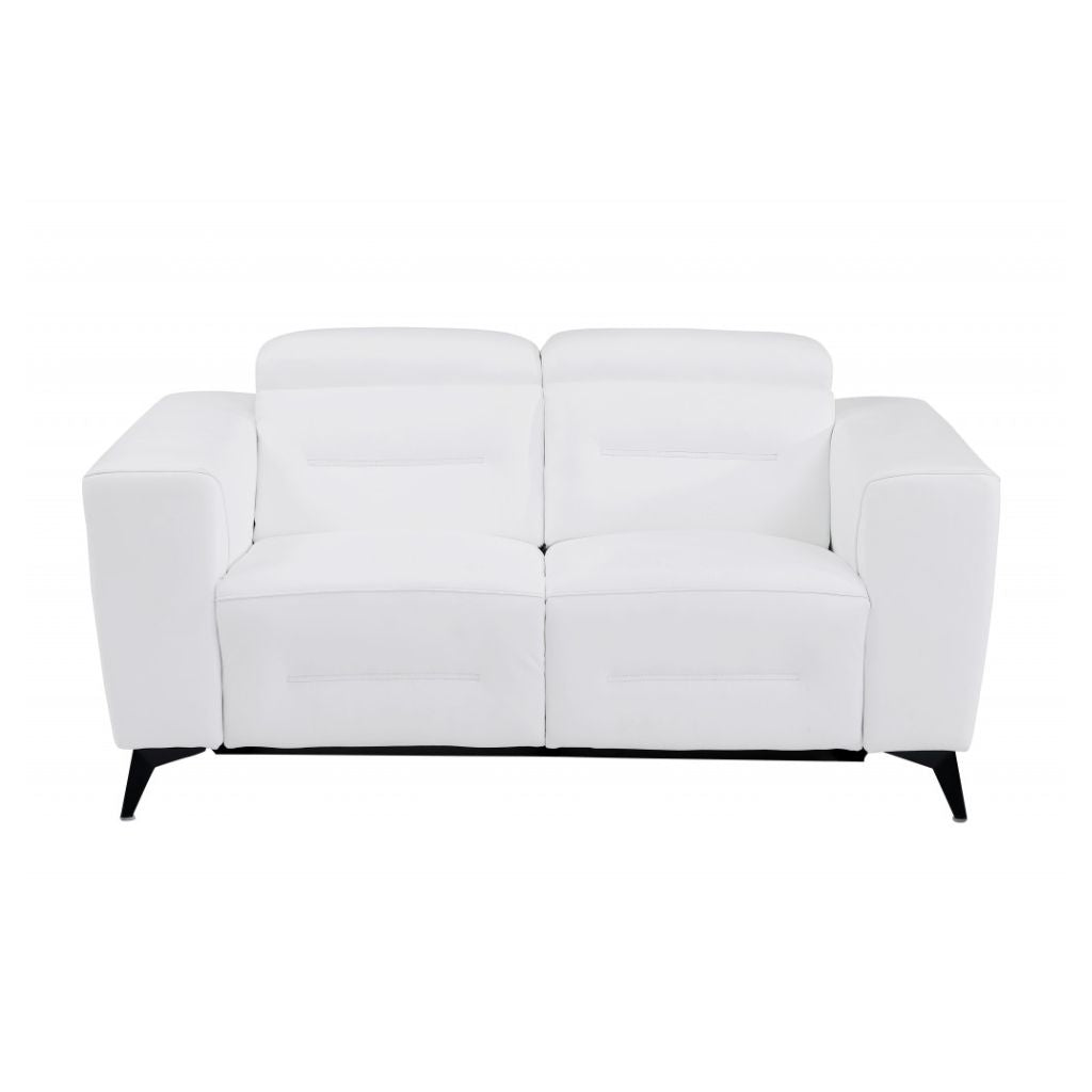 Two Piece White Italian Leather Five Person Seating Set