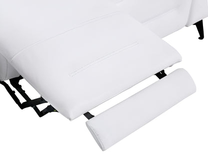 Two Piece White Italian Leather Five Person Seating Set