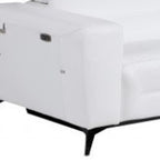 Two Piece White Italian Leather Five Person Seating Set