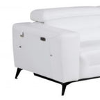 Two Piece White Italian Leather Five Person Seating Set