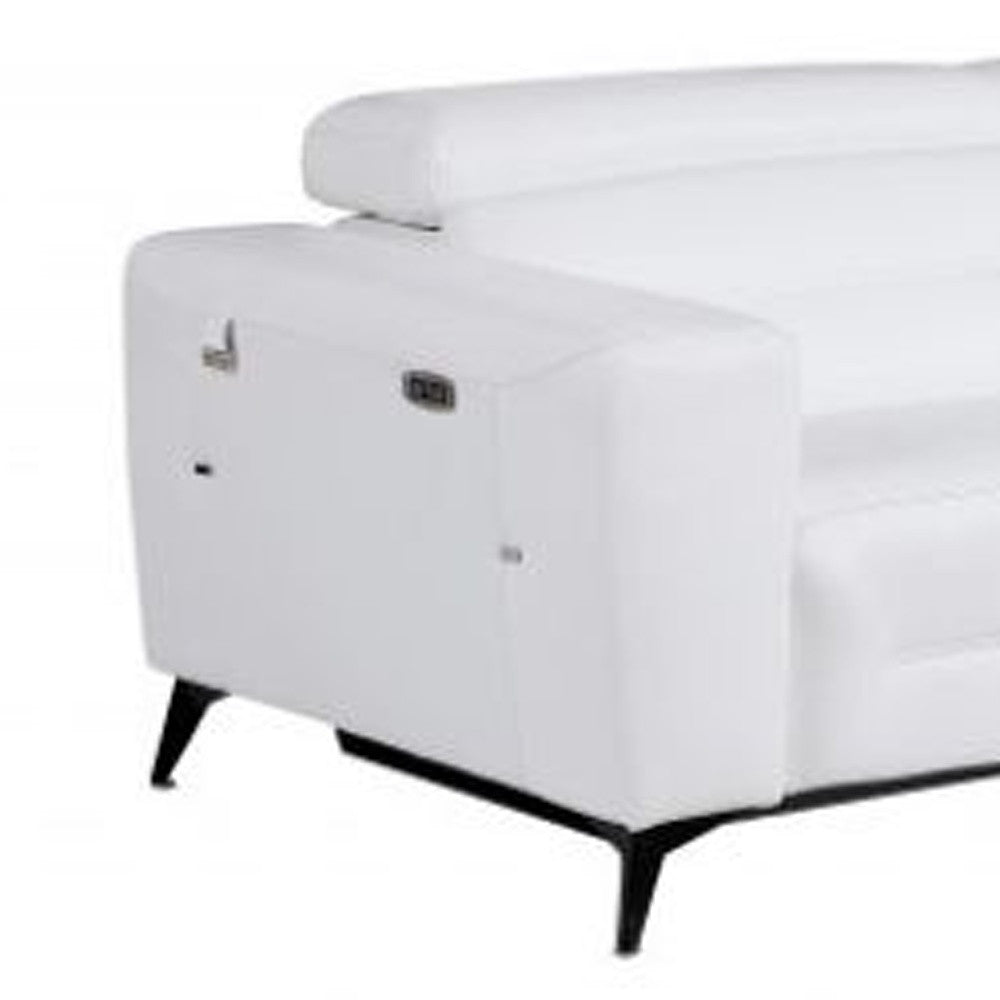 Two Piece White Italian Leather Five Person Seating Set