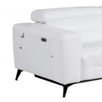 Two Piece White Italian Leather Five Person Seating Set
