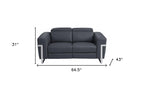 65" Gray And Silver Italian Leather Power Reclining Loveseat