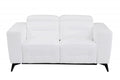 65" White And Black Italian Leather Power Reclining Loveseat