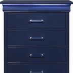 16" Blue Solid Wood Five Drawer Chest With LED Lighting