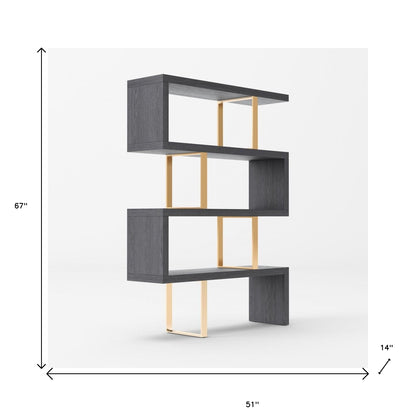 Gold And Gray Four Tier Bookcase