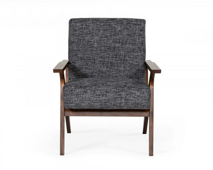 24" Gray And Brown Upholstered Arm Chair