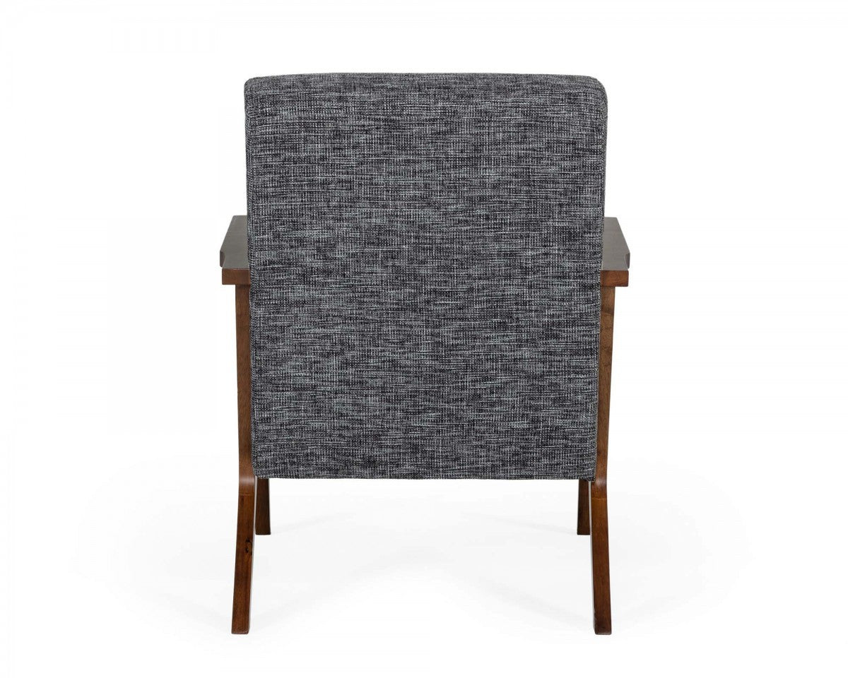 24" Gray And Brown Upholstered Arm Chair