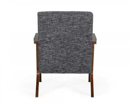 24" Gray And Brown Upholstered Arm Chair