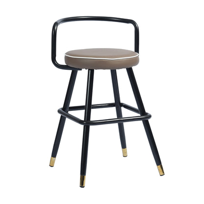Set of Two 24" Black Steel Low Back Counter Height Bar Chairs