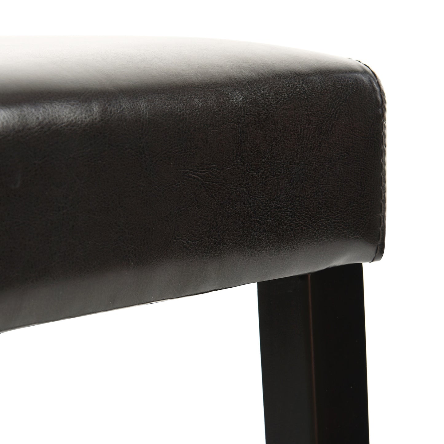 Set of Two 28" Brown and Black Faux Leather and Steel Bar Height Bar Chairs