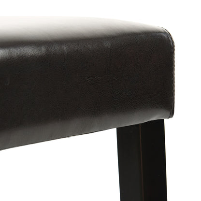 Set of Two 28" Brown and Black Faux Leather and Steel Bar Height Bar Chairs