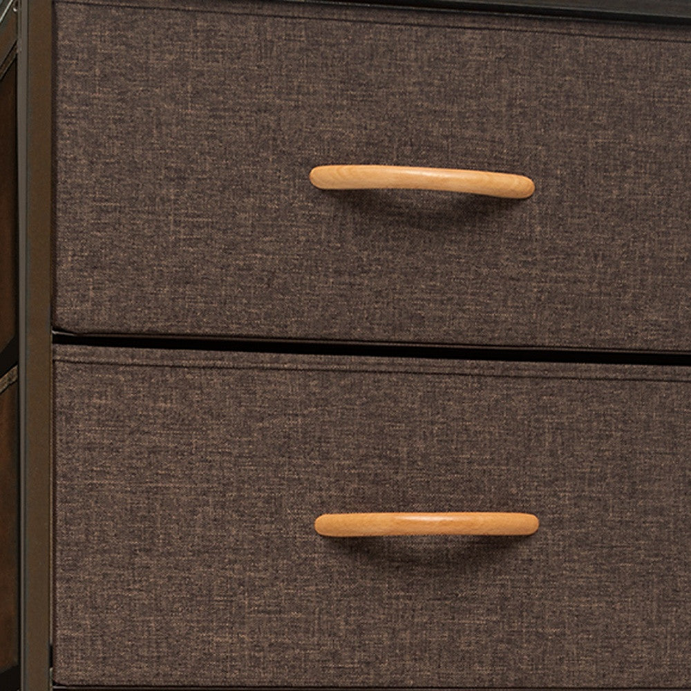 18" Brown Steel and Fabric Six Drawer Chest